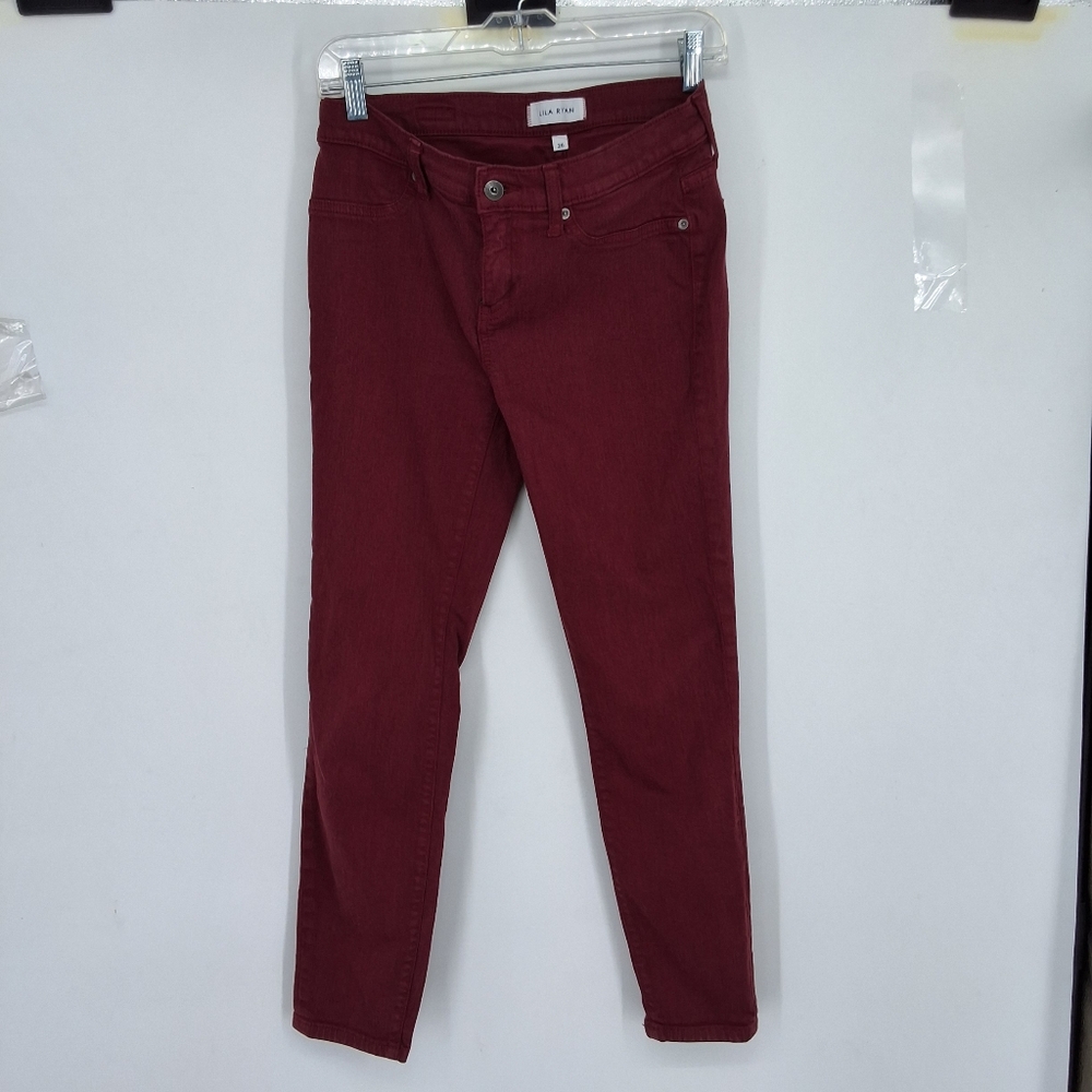 LILA RYAN SZ 28 Burgundy Skinny Jeans